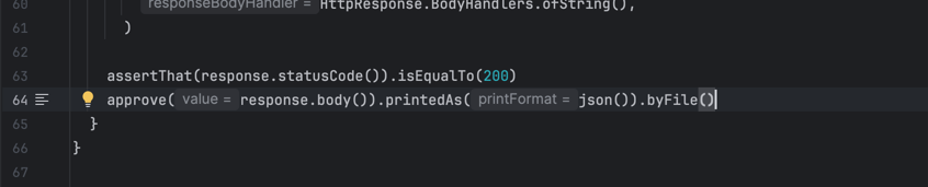 Gutter icon on an approve call chain linking to the approved file